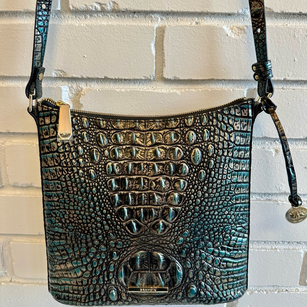 Brahmin Turquoise Embossed Crossbody Bag